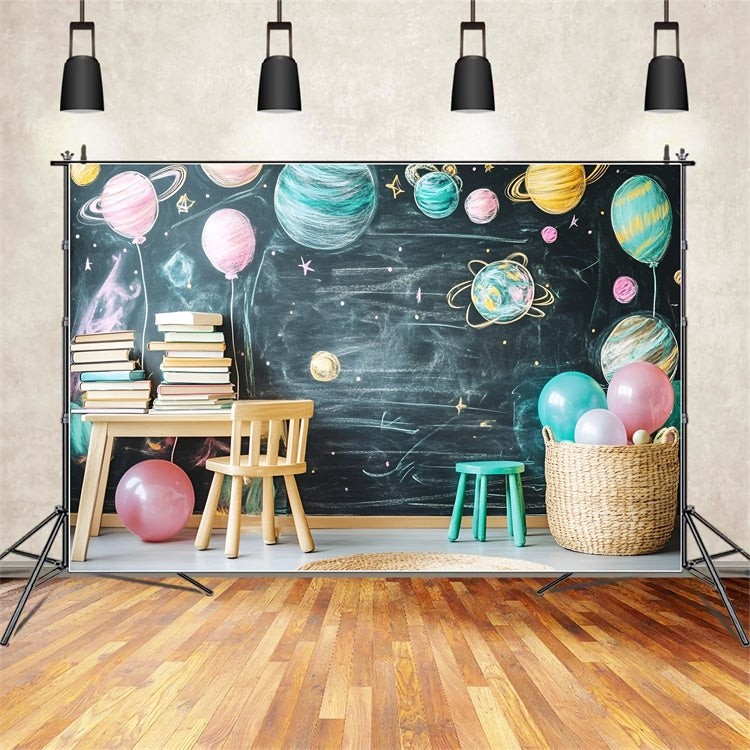 Chalkboard Photo Backdrop Outer Space Study Fun Backdrop UK GQ6-153