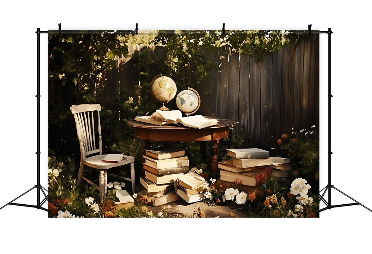 Back To School Backdrops Garden Study Globe Backdrop UK GQ6-172