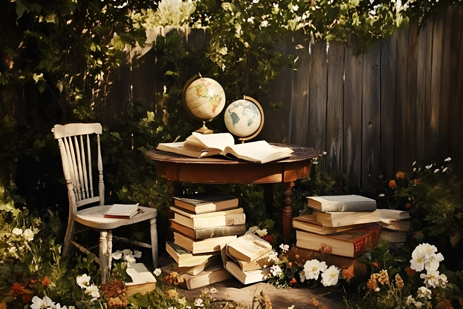 Back To School Backdrops Garden Study Globe Backdrop UK GQ6-172