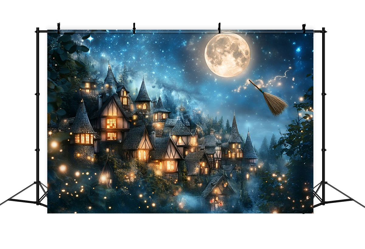 Halloween Moon Backdrop Twilight Magical Village Backdrop UK GQ6-196