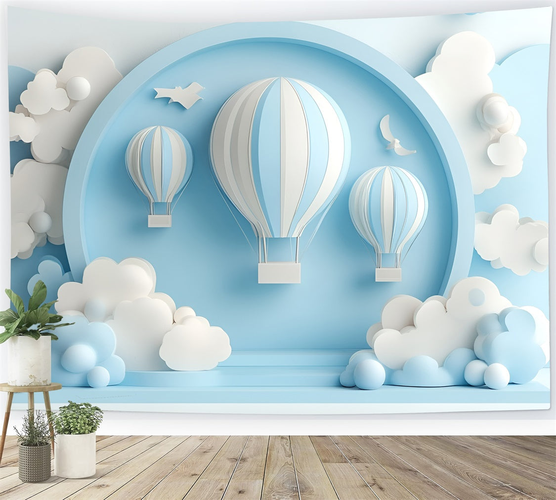 Cake Smash Backdrop Boy Sky Journey Balloon Backdrop UK GQ6-321
