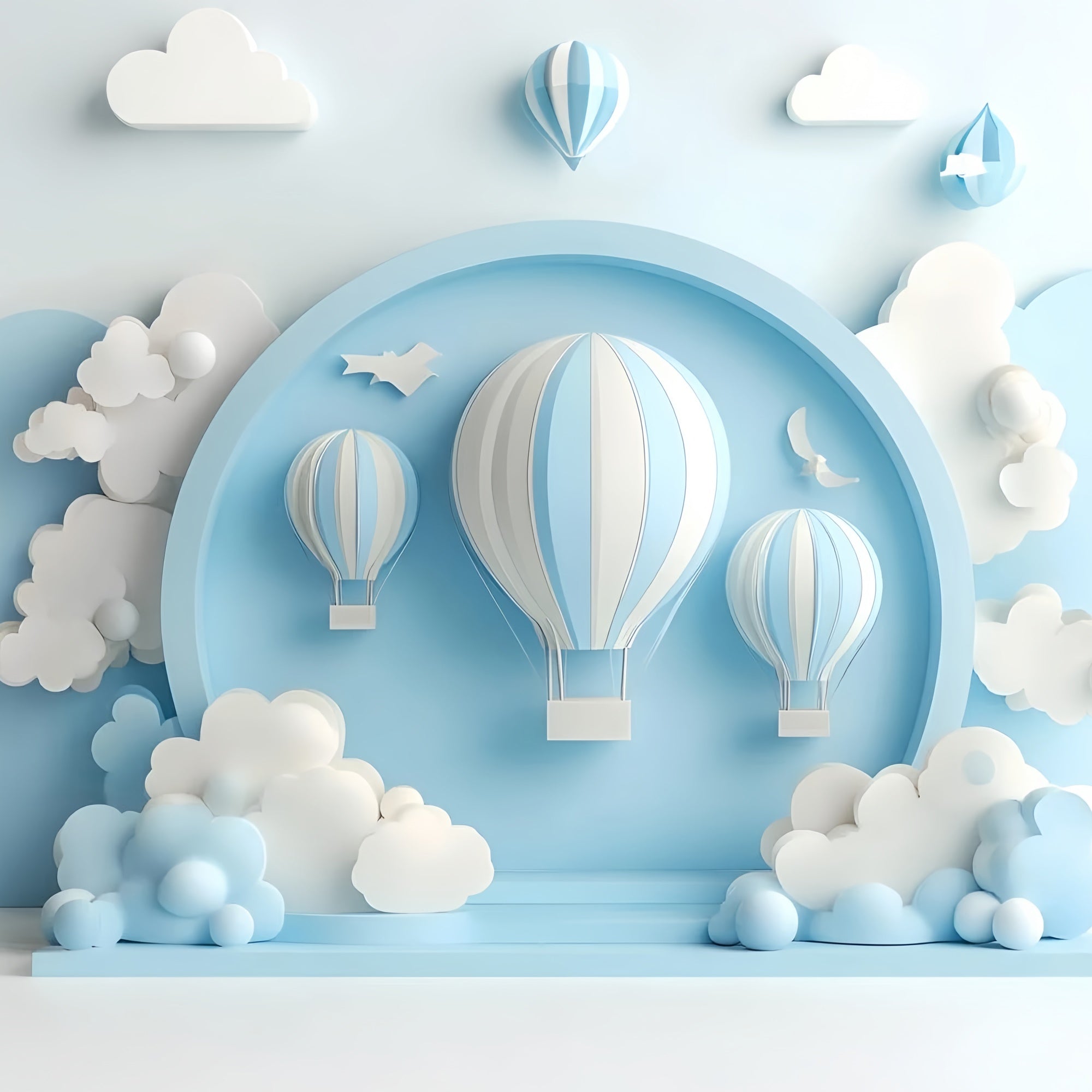 Cake Smash Backdrop Boy Sky Journey Balloon Backdrop UK GQ6-321