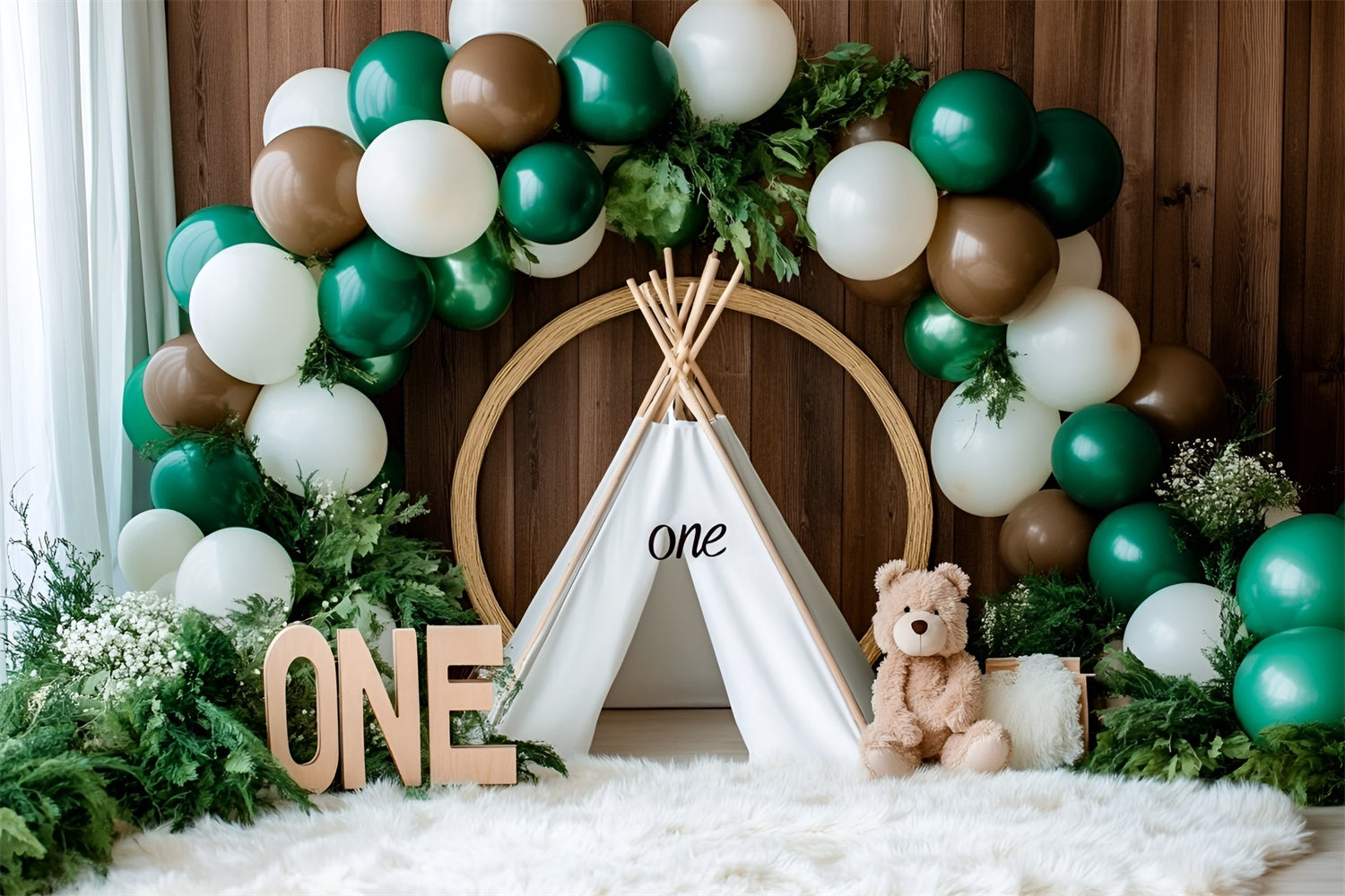 1st Birthday Backdrop Rustic Tent Adventure Backdrop UK GQ6-331
