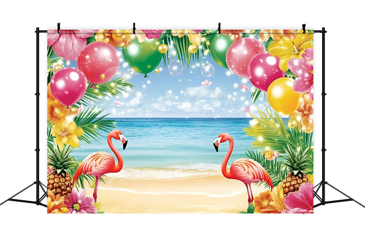 Tropical Beach Backdrop Flamingo Joyful Summer Photo Backdrop UK GQ6-36