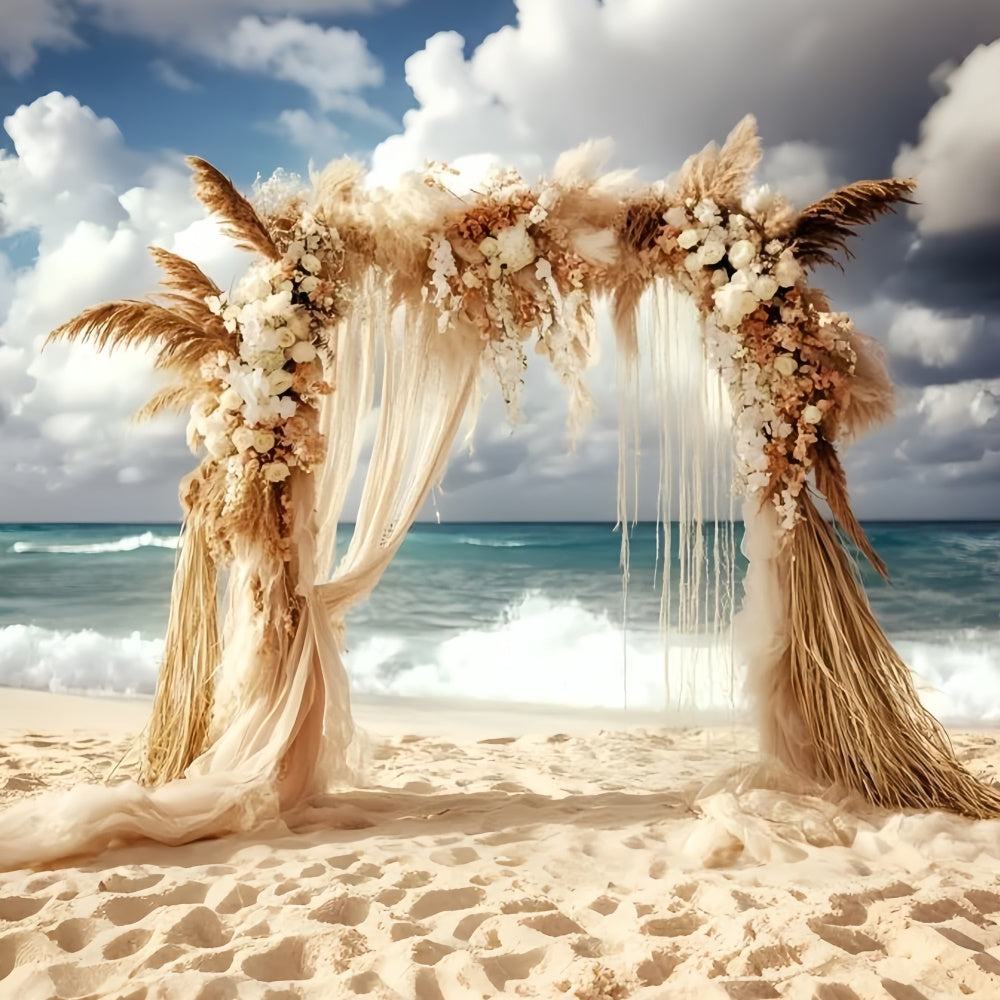 Boho Photography Backdrop Pampas Wave Wedding Summer Backdrop UK GQ6-42