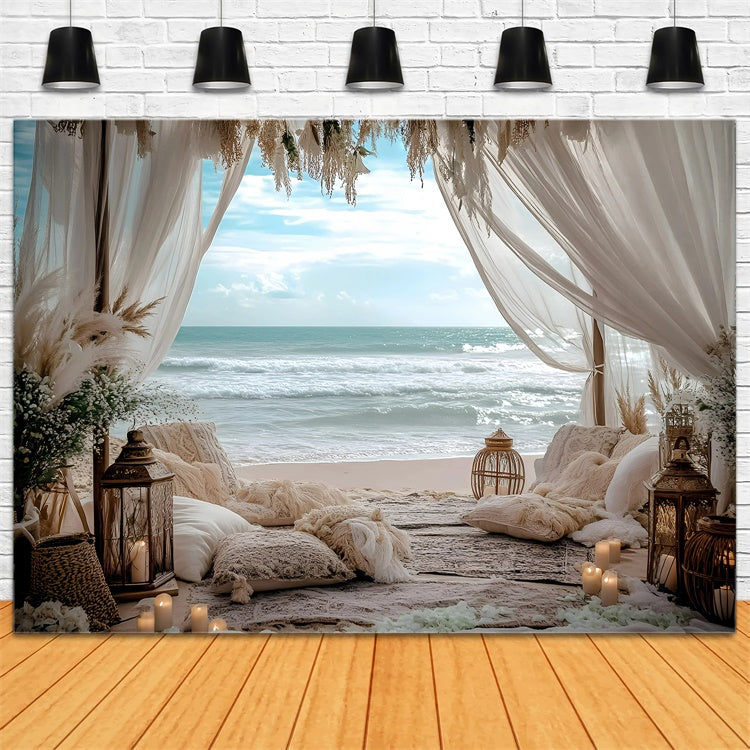 Boho Photo Backdrop Seaside Romance Retreat Summer Backdrop UK GQ6-45