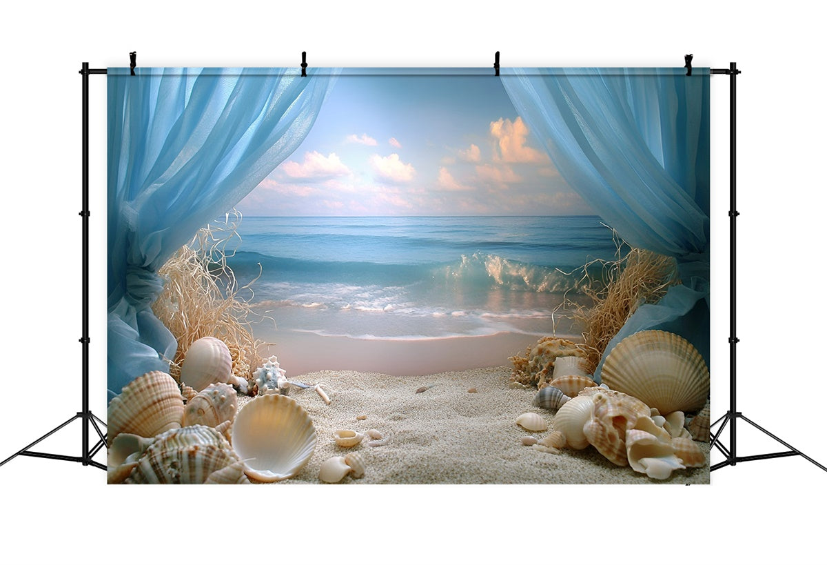 Beach Photo Backdrop Seashell Shore Dream Summer Photo Backdrop UK GQ6-47