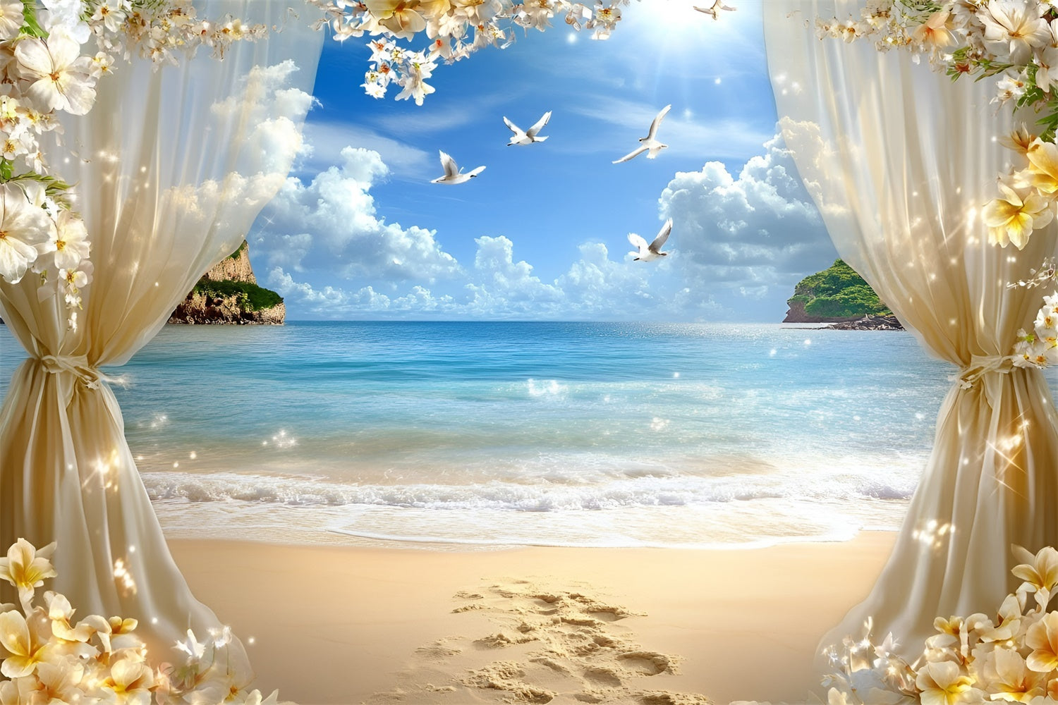 Beach Theme Backdrop Dream Island Horizon Summer Backdrop UK GQ6-49