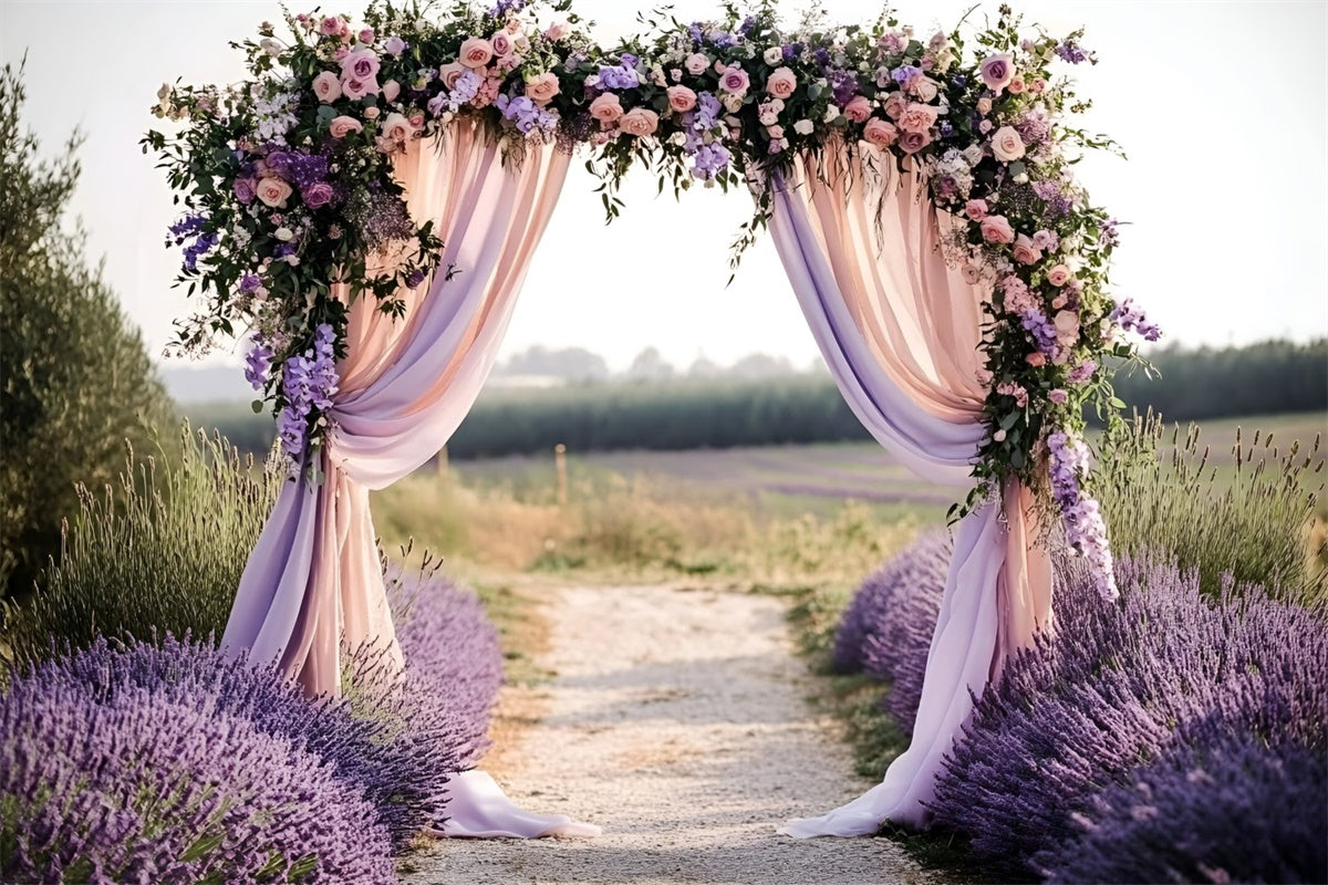 Lavender Photo Backdrop Romantic Wedding Arch Summer Backdrops UK GQ6-51