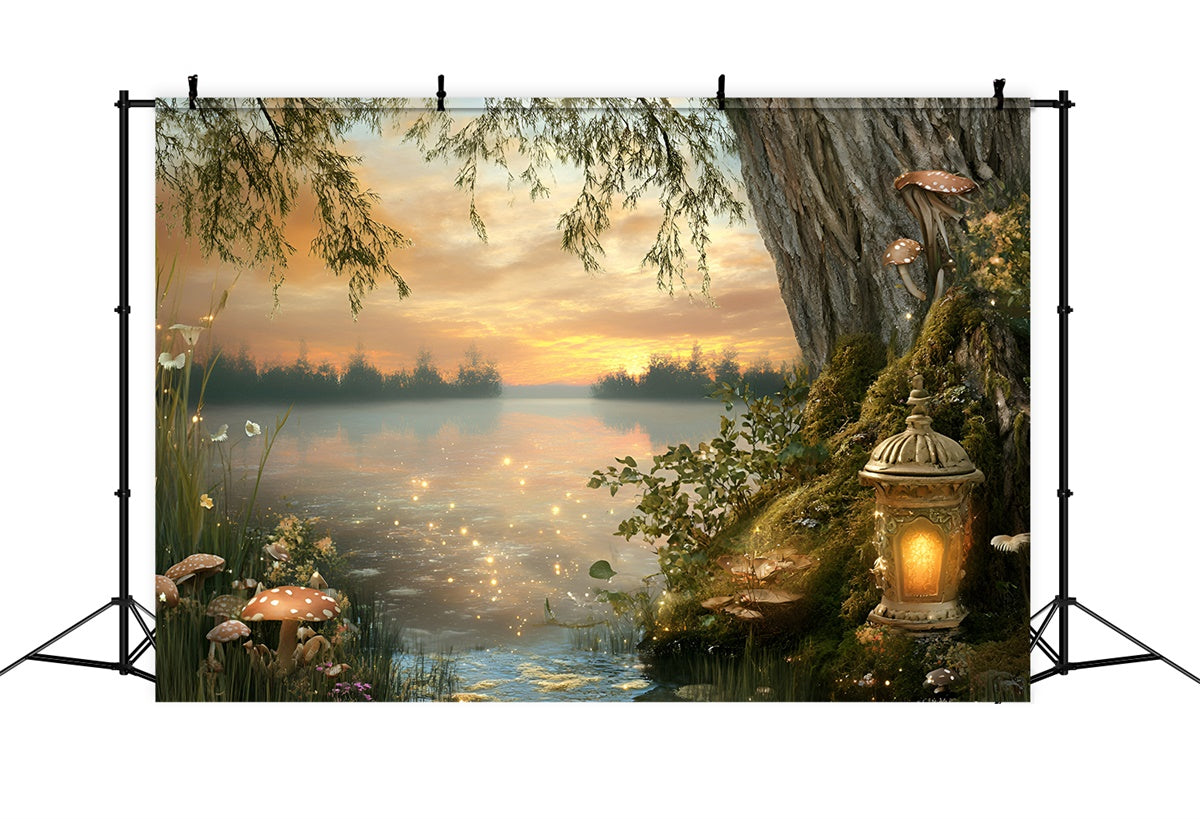 Forest Backdrops Twilight Fairy Lake Summer Photo Backdrop UK GQ6-58