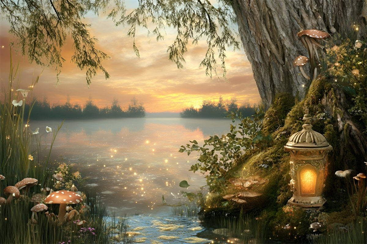 Forest Backdrops Twilight Fairy Lake Summer Photo Backdrop UK GQ6-58
