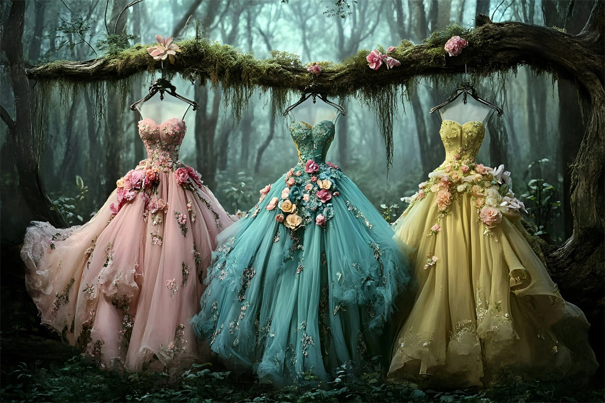 Enchanted Forest Backdrop Fairytale Forest Gowns Summer Backdrops UK GQ6-59