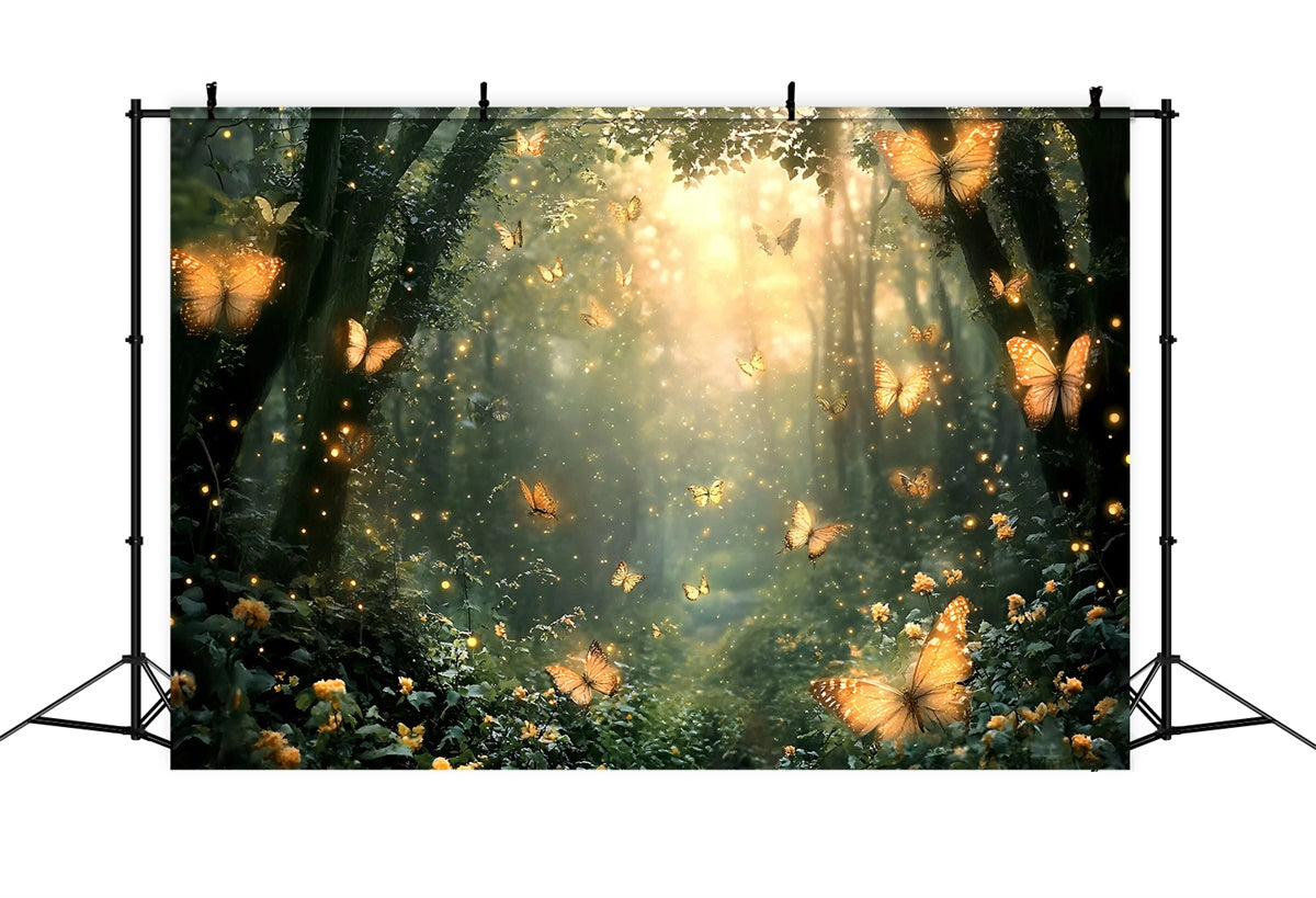 Summer Photo Backdrop Golden Glow Enchanted Forest Backdrop UK GQ6-63