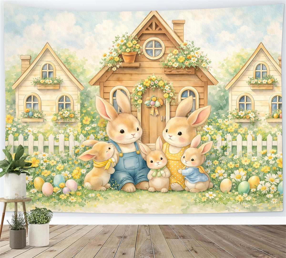 Peter Rabbit Backdrop Storybook Bunny Family Village Easter Photoshoot Backdrop UK GQ61-15