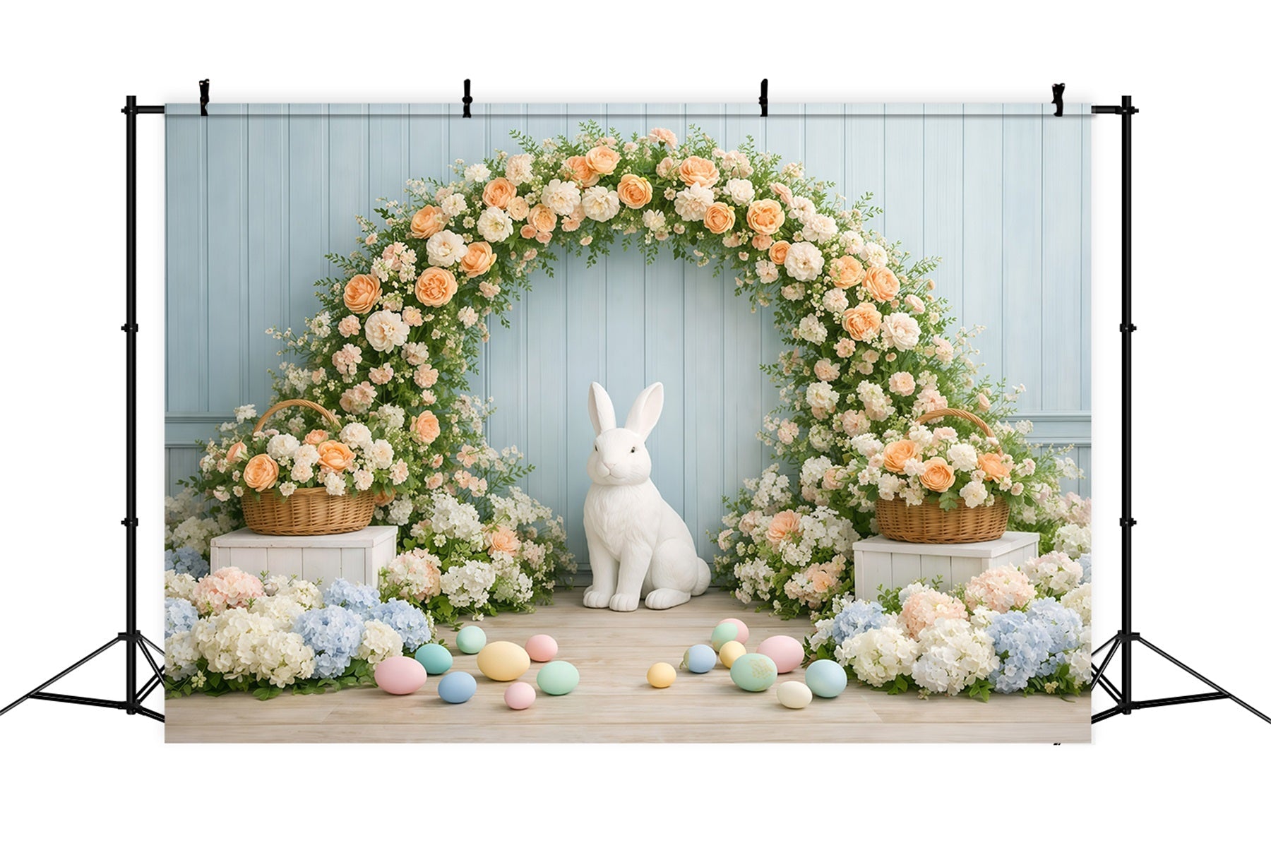 Easter Wall Backdrop Blossom Bunny Flower Arch Easter Backdrop For Photography UK GQ61-18