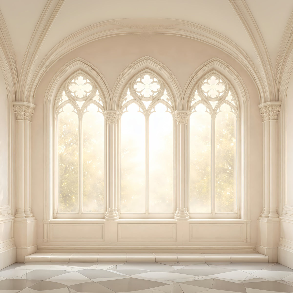 Easter Backdrop For Church Sunlit Gothic Arched Windows Easter Backdrop For Photos UK GQ61-2