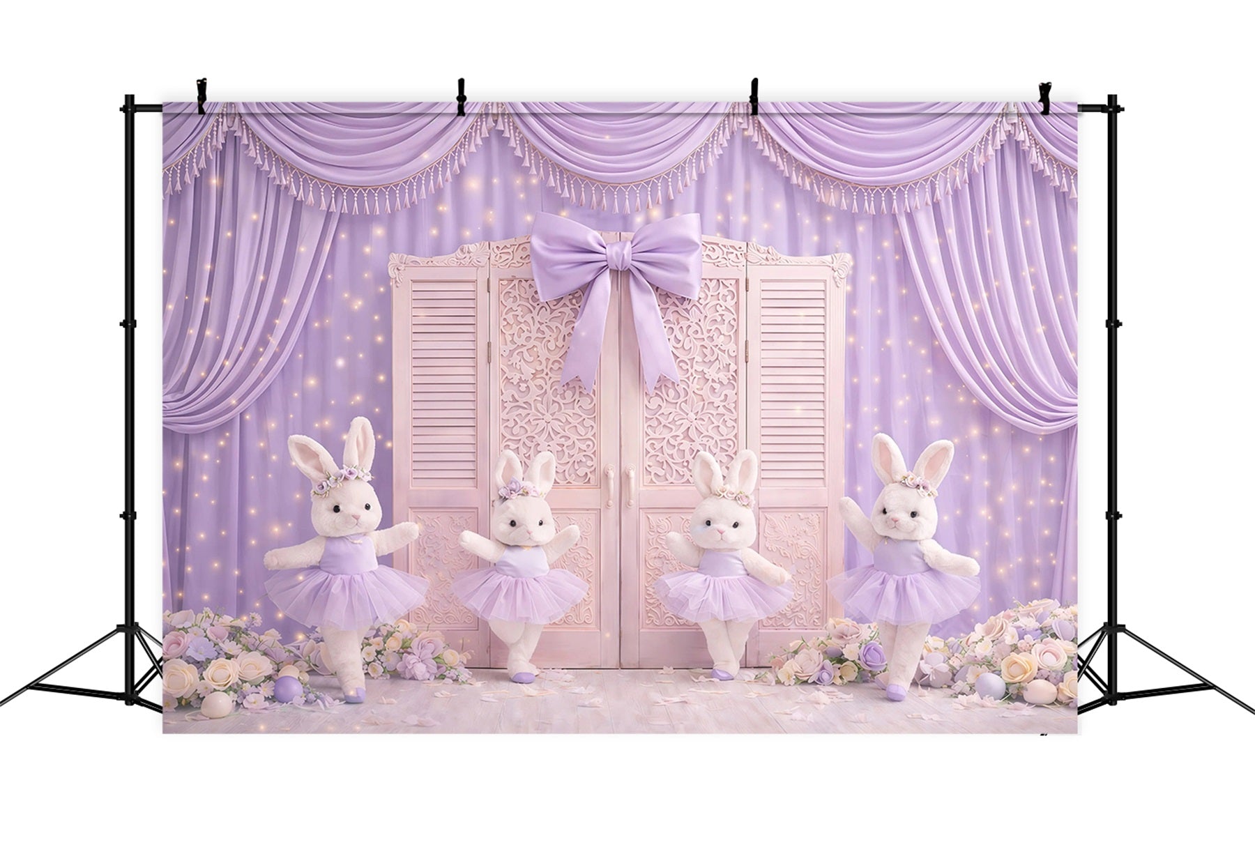 Bunny Backdrop Ideas Lavender Curtain Ballet Stage Backdrop For Easter Pictures UK GQ61-26
