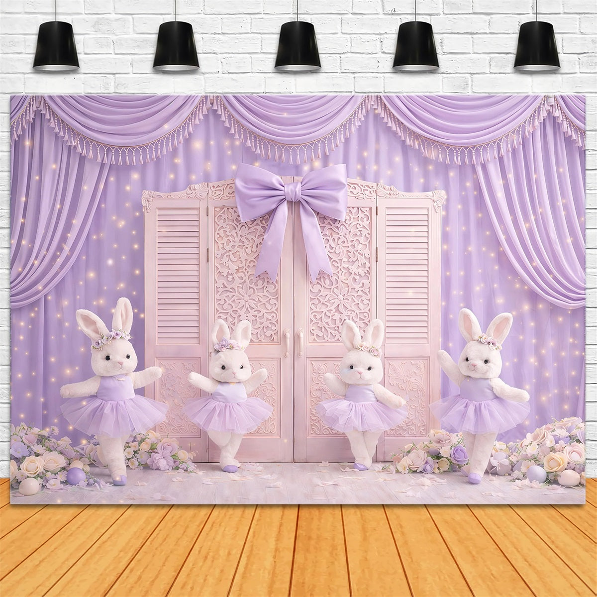 Bunny Backdrop Ideas Lavender Curtain Ballet Stage Backdrop For Easter Pictures UK GQ61-26