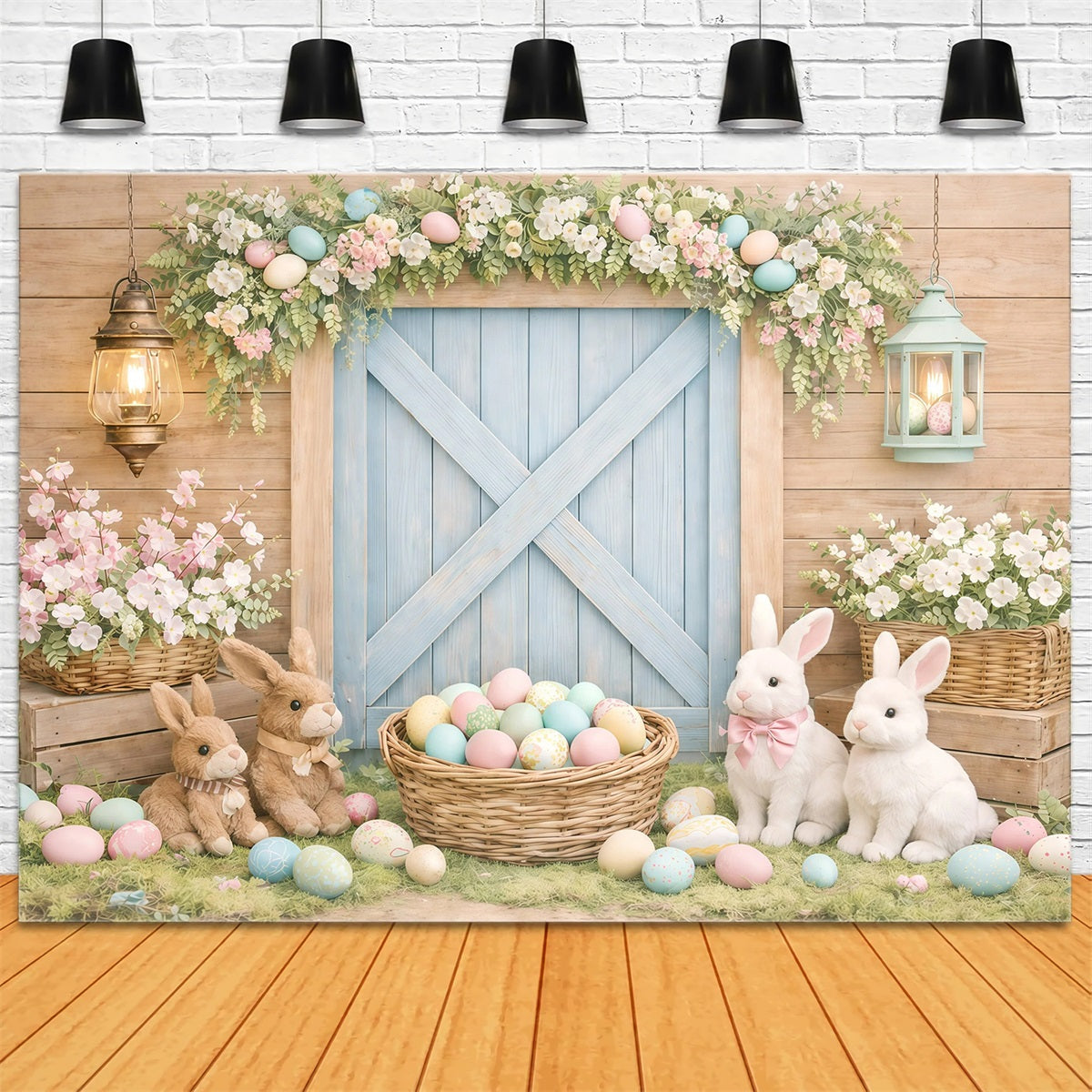 Easter Baby Backdrop Rustic Bunny Barn Door Easter Photography Backdrop UK GQ61-28