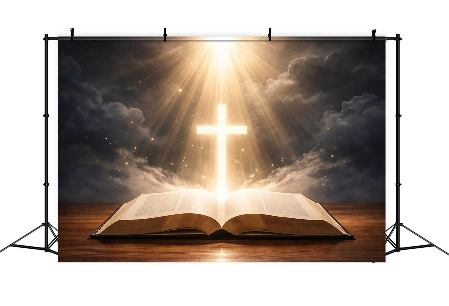 Easter Backdrop Church Glorious Cross Holy Book Easter Photography Backdrop UK GQ61-3
