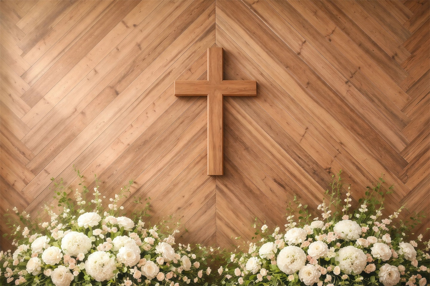 Easter Sunday Backdrop Wooden Cross Floral Altar Easter Picture Backdrop Ideas UK GQ61-4