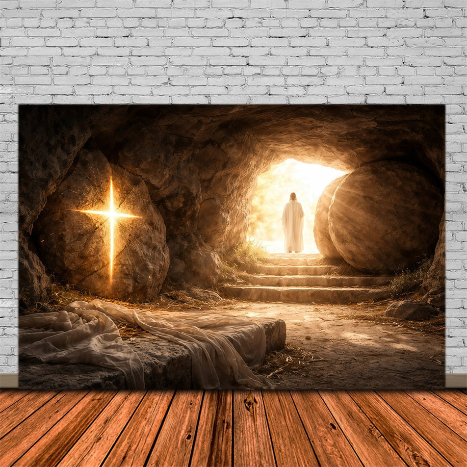 Easter Photo Backdrops For Church Resurrection Cave Radiant Light Backdrop For Easter UK GQ61-5