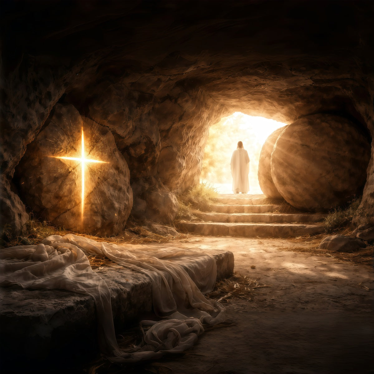 Easter Photo Backdrops For Church Resurrection Cave Radiant Light Backdrop For Easter UK GQ61-5