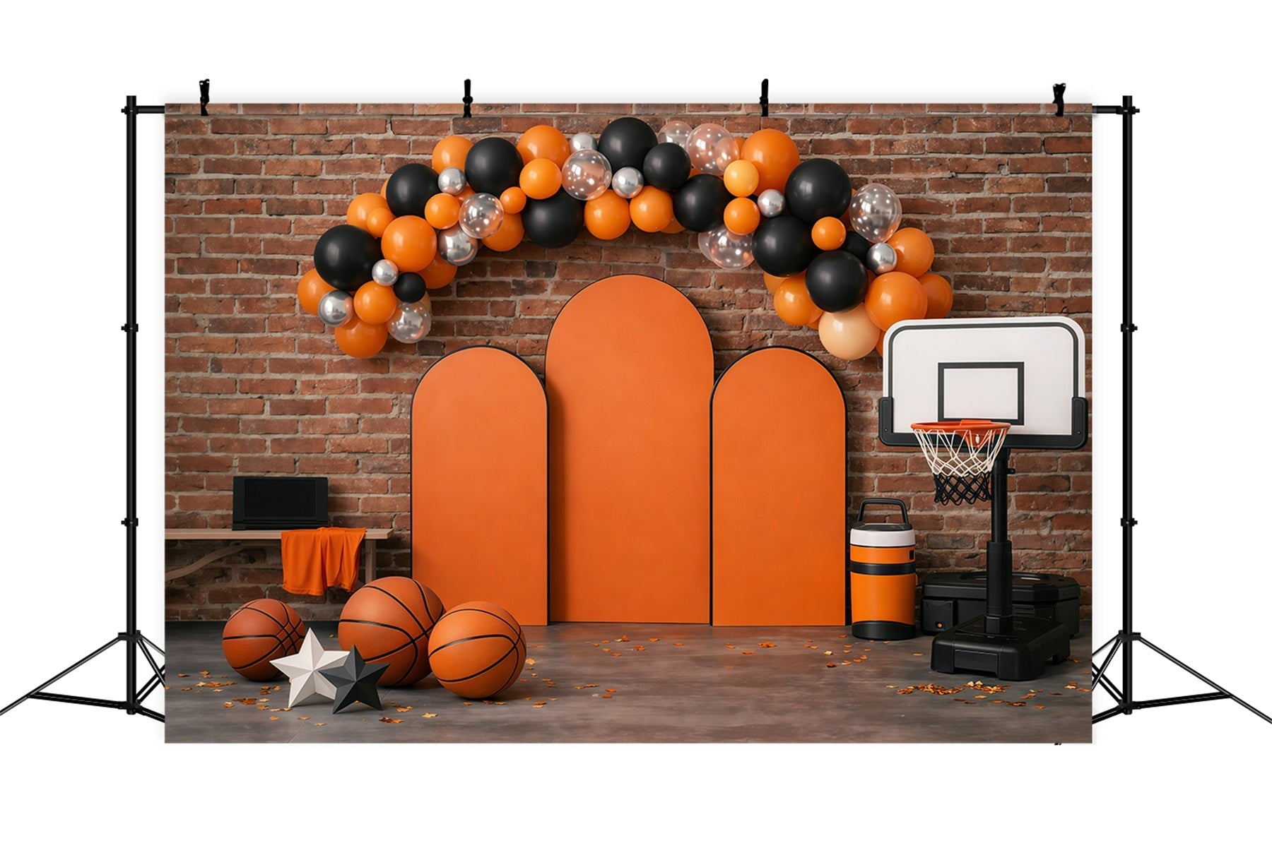 Basketball Backdrop Brick Wall Balloon Arch Sports Backdrops For Photography UK GQ61-72
