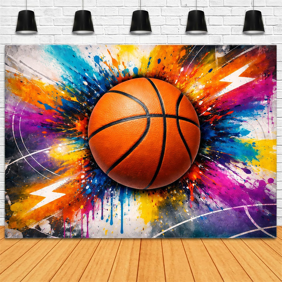 Basketball Backdrop Abstract Paint Splash Graffiti Sport Backdrop UK GQ61-75