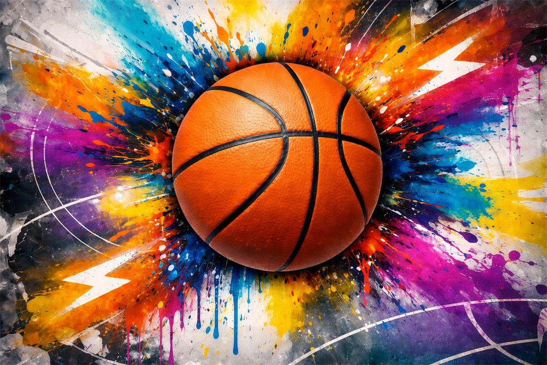 Basketball Backdrop Abstract Paint Splash Graffiti Sport Backdrop UK GQ61-75