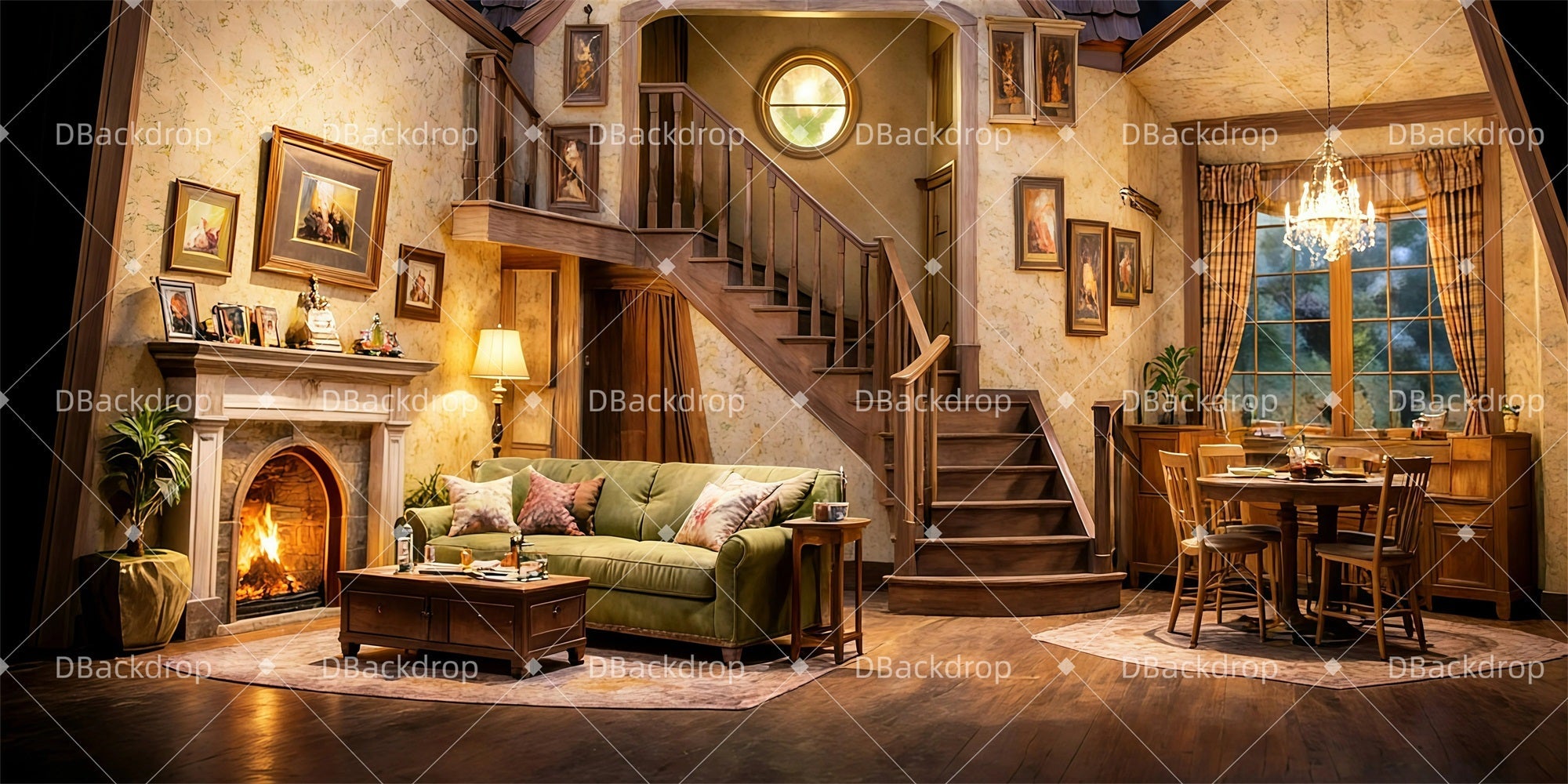 Professional Stage Backdrops Cozy Living Room Theater Backdrop UK GQ61-T2