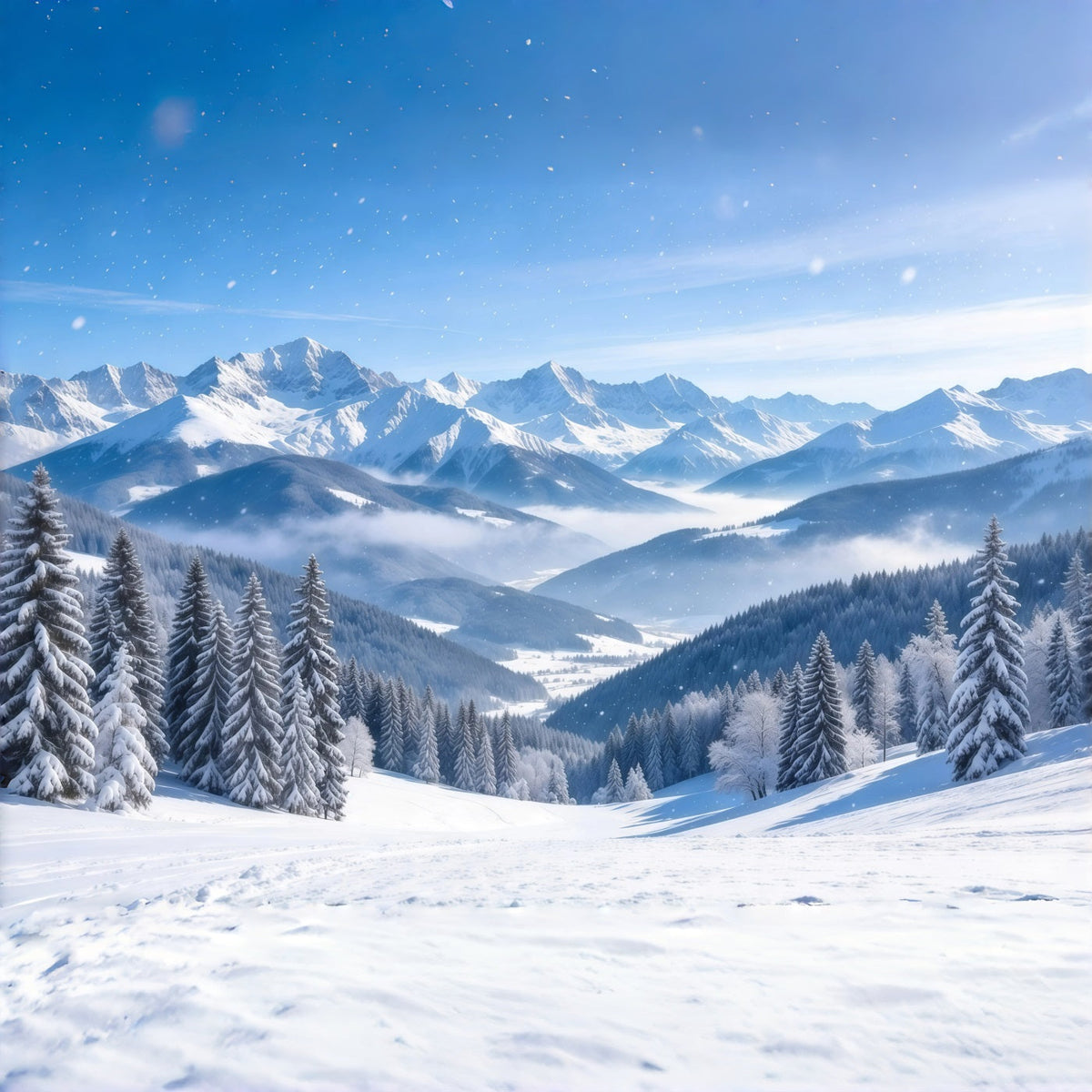 Christmas Winter Wonderland Backdrops Snowy Alpine Mountain Range Christmas Backdrop Scenes UK GQ610-108