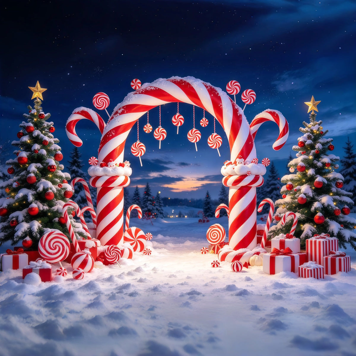 Christmas Candy Cane Backdrop Peppermint Candyland Archway Christmas Party Backdrop UK GQ610-18