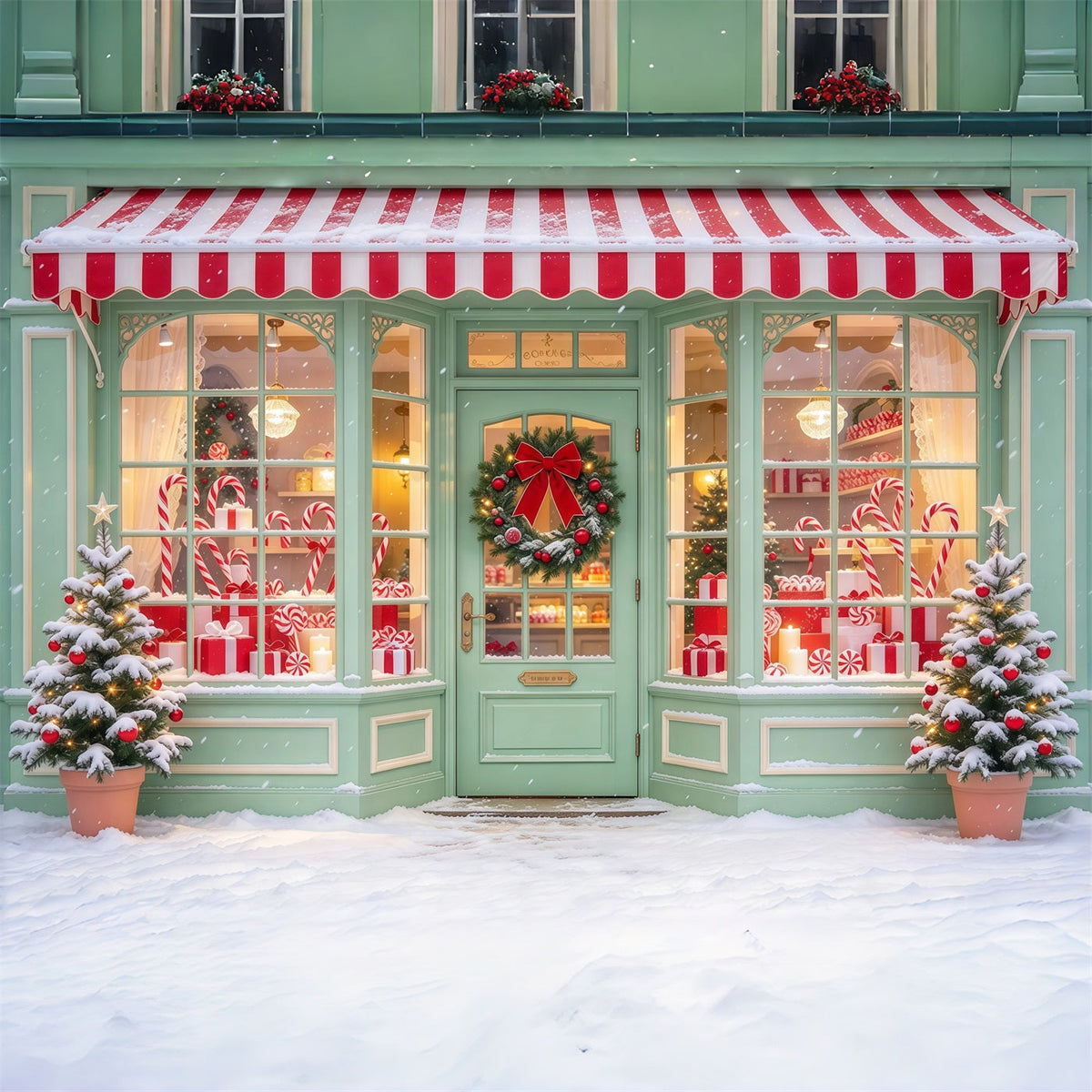 Christmas Candy Cane Backdrop Mint Green Peppermint Boutique Merry Christmas Backdrop UK GQ610-20