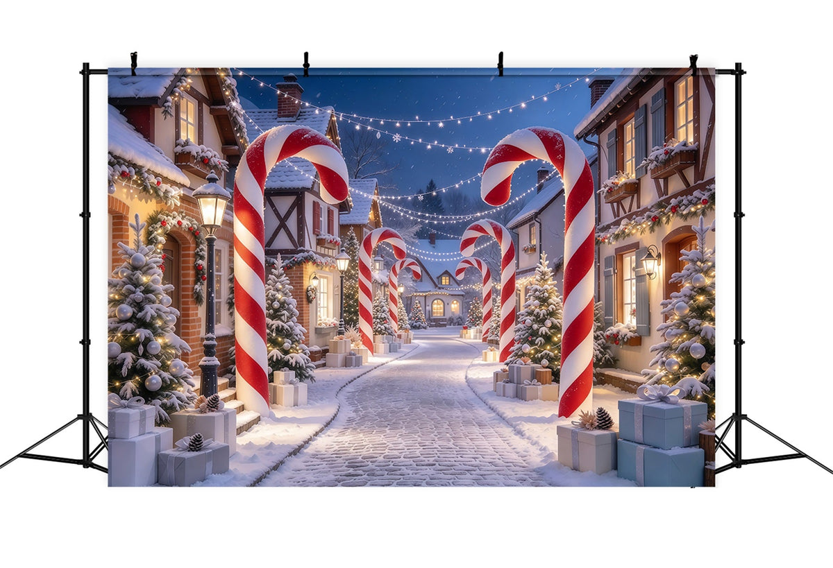 Christmas Village Backdrops Candy Cane House Gateway Photography Christmas Backdrops UK GQ610-44