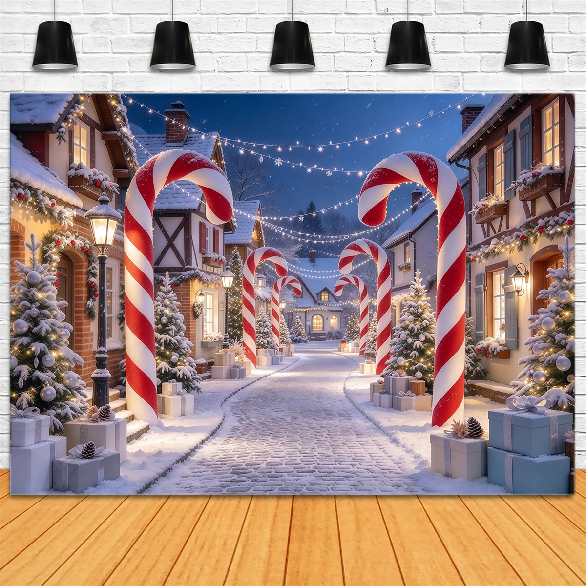 Christmas Village Backdrops Candy Cane House Gateway Photography Christmas Backdrops UK GQ610-44