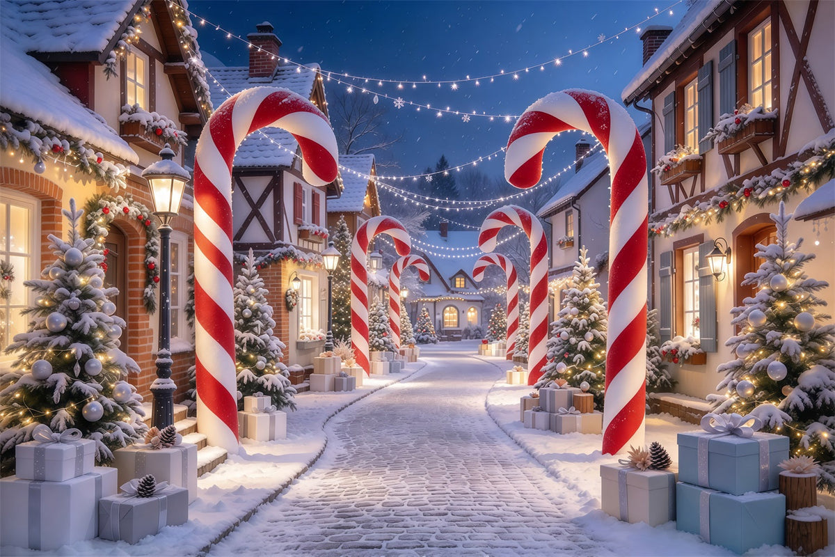 Christmas Village Backdrops Candy Cane House Gateway Photography Christmas Backdrops UK GQ610-44