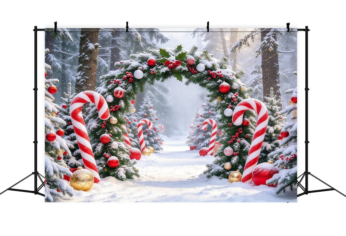 Christmas Backdrop for Photos Candy Cane Evergreen Archway Christmas Backdrop for Wall UK GQ610-75
