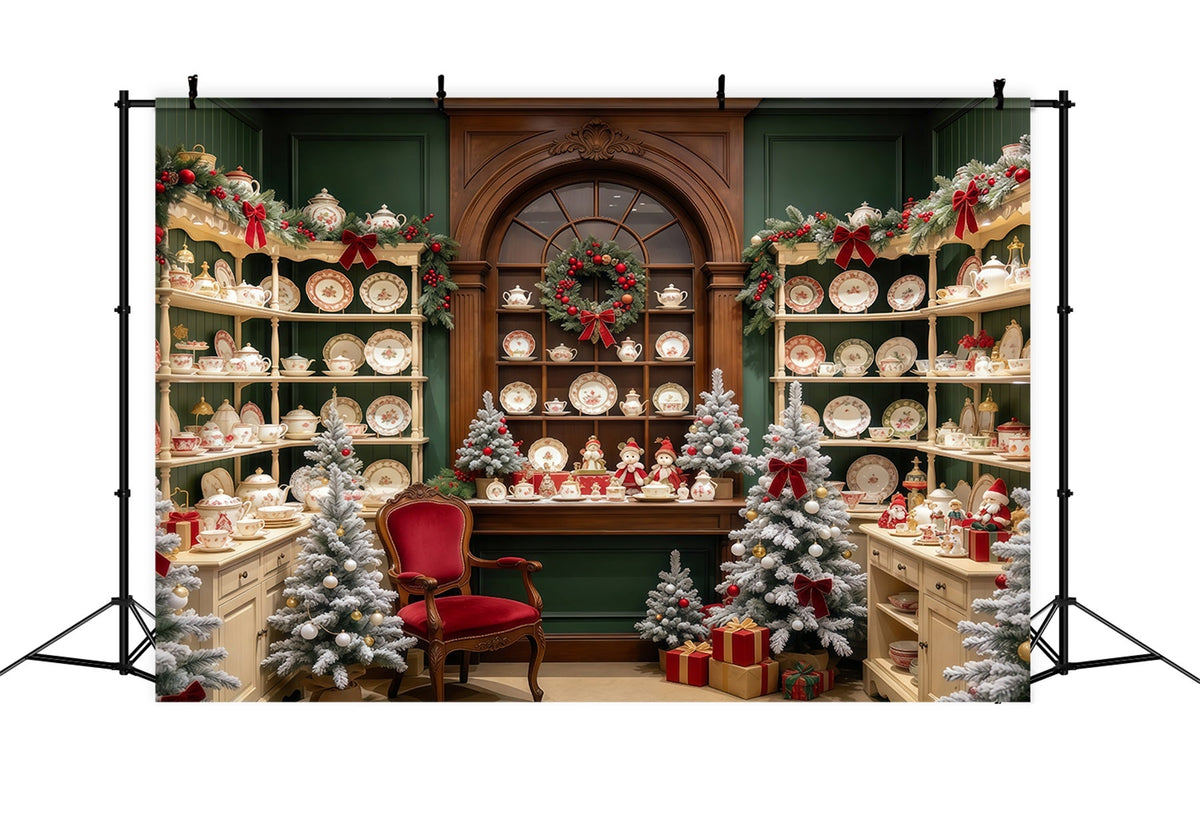 Santa Backdrop Festive Porcelain Cabinet Display Christmas Backdrop for Party UK GQ610-78