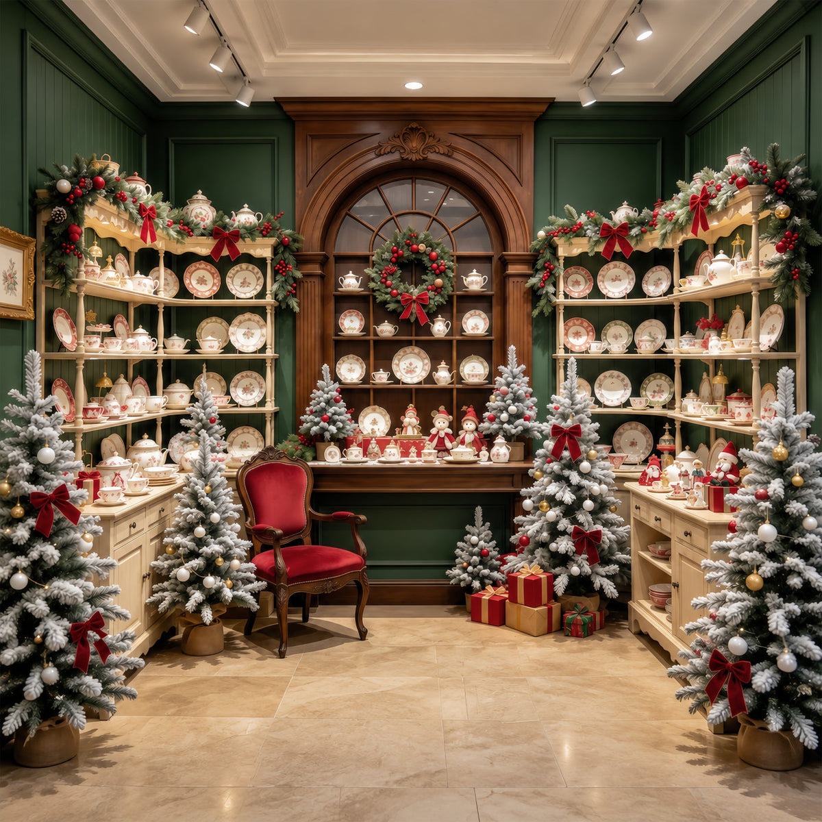 Santa Backdrop Festive Porcelain Cabinet Display Christmas Backdrop for Party UK GQ610-78