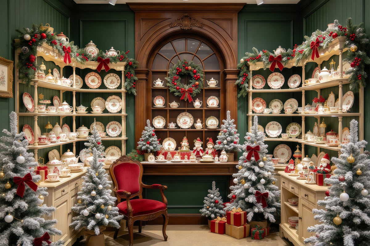 Santa Backdrop Festive Porcelain Cabinet Display Christmas Backdrop for Party UK GQ610-78