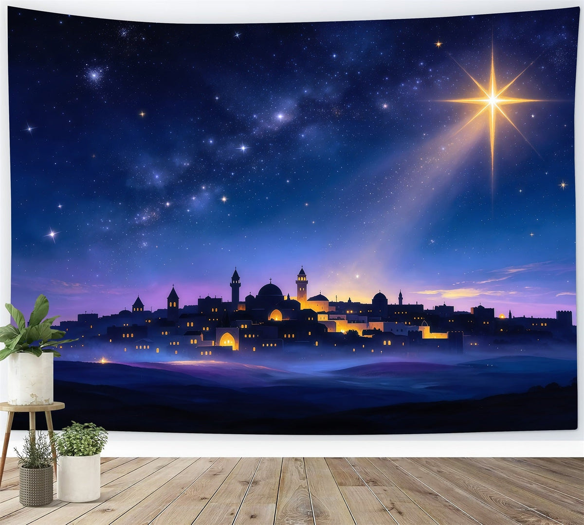 Nativity Scene Backdrop Bethlehem Skyline Guiding Star Christmas Photo Backdrop Ideas UK GQ610-8