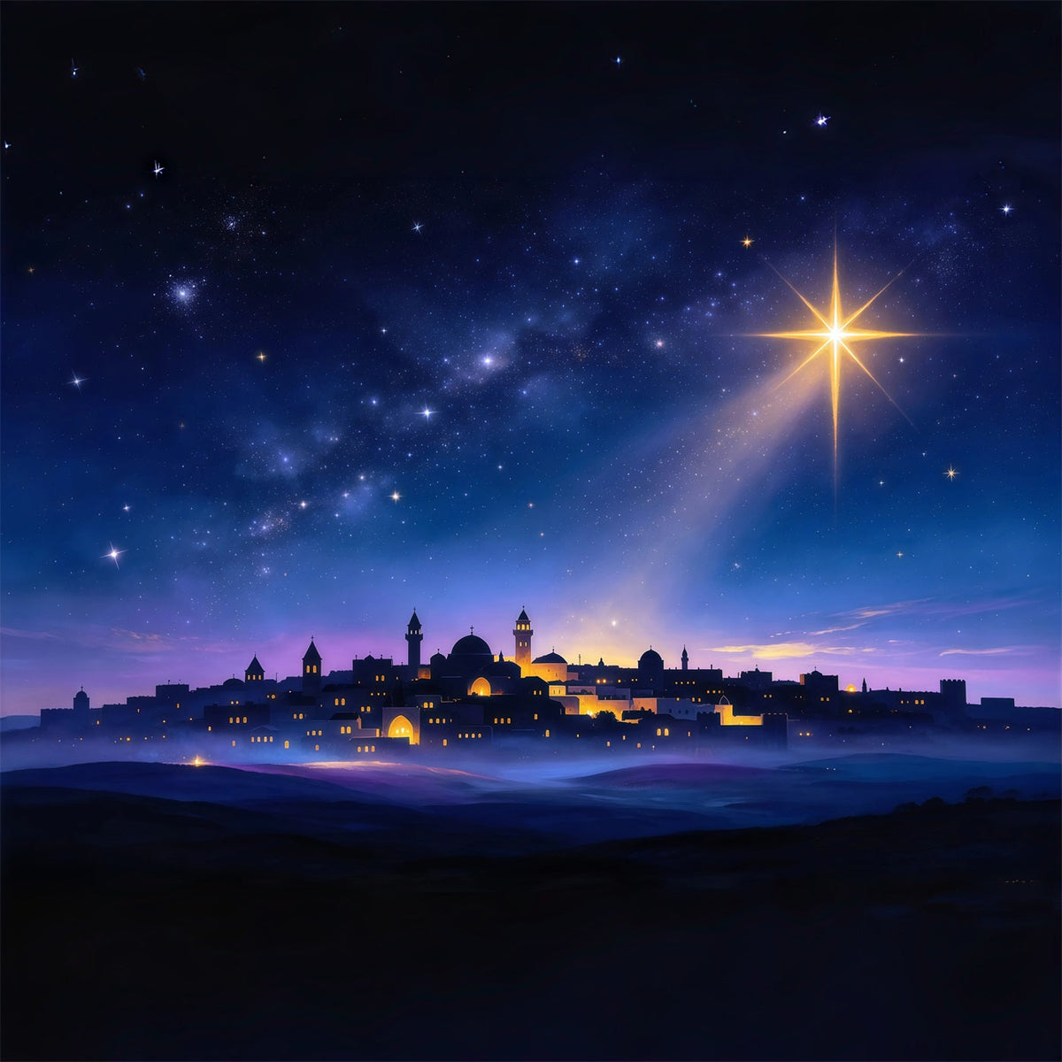 Nativity Scene Backdrop Bethlehem Skyline Guiding Star Christmas Photo Backdrop Ideas UK GQ610-8