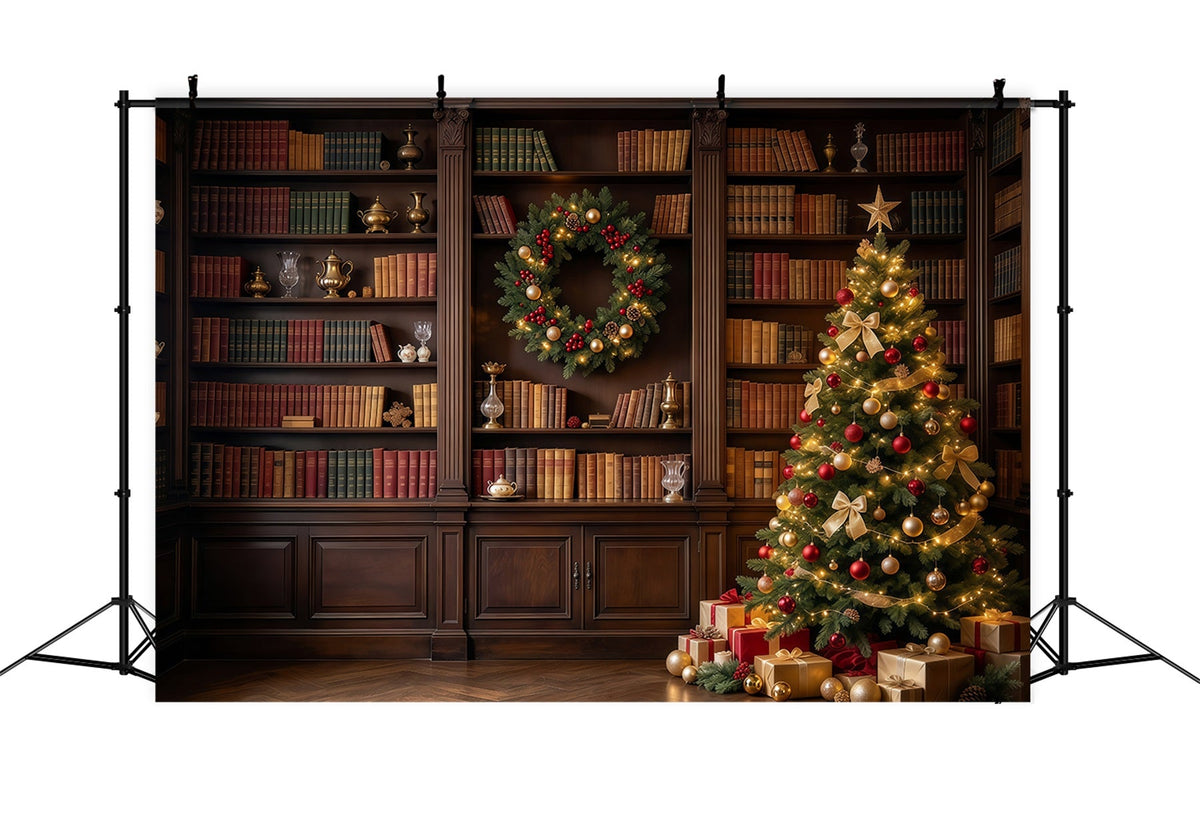Victorian Christmas Backdrops Classic Library Tree Display Christmas Holiday Backdrops UK GQ610-98