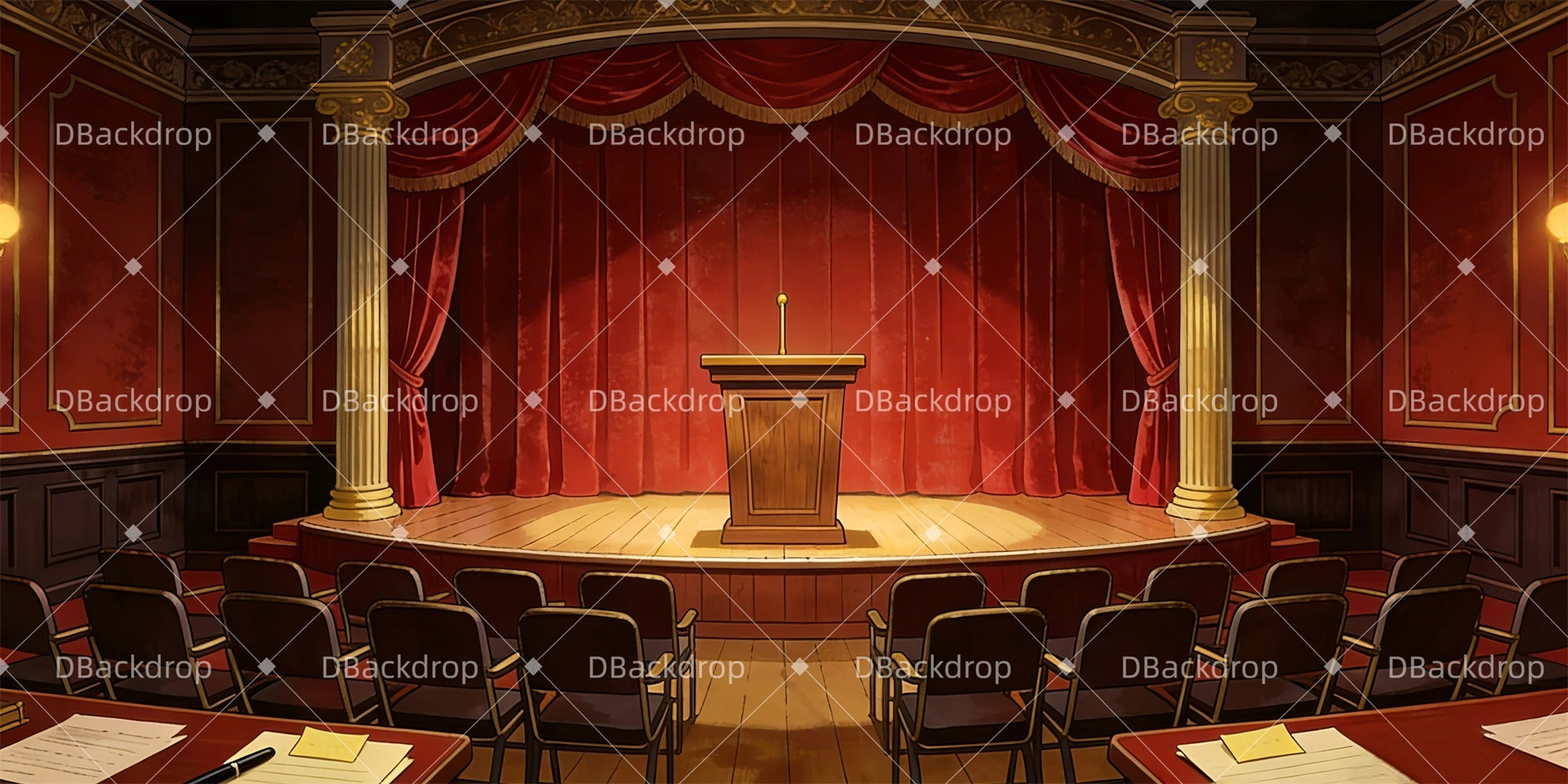 Theater Stage Backdrop Press Conference Broadway Stage Backdrops UK GQ63-T16