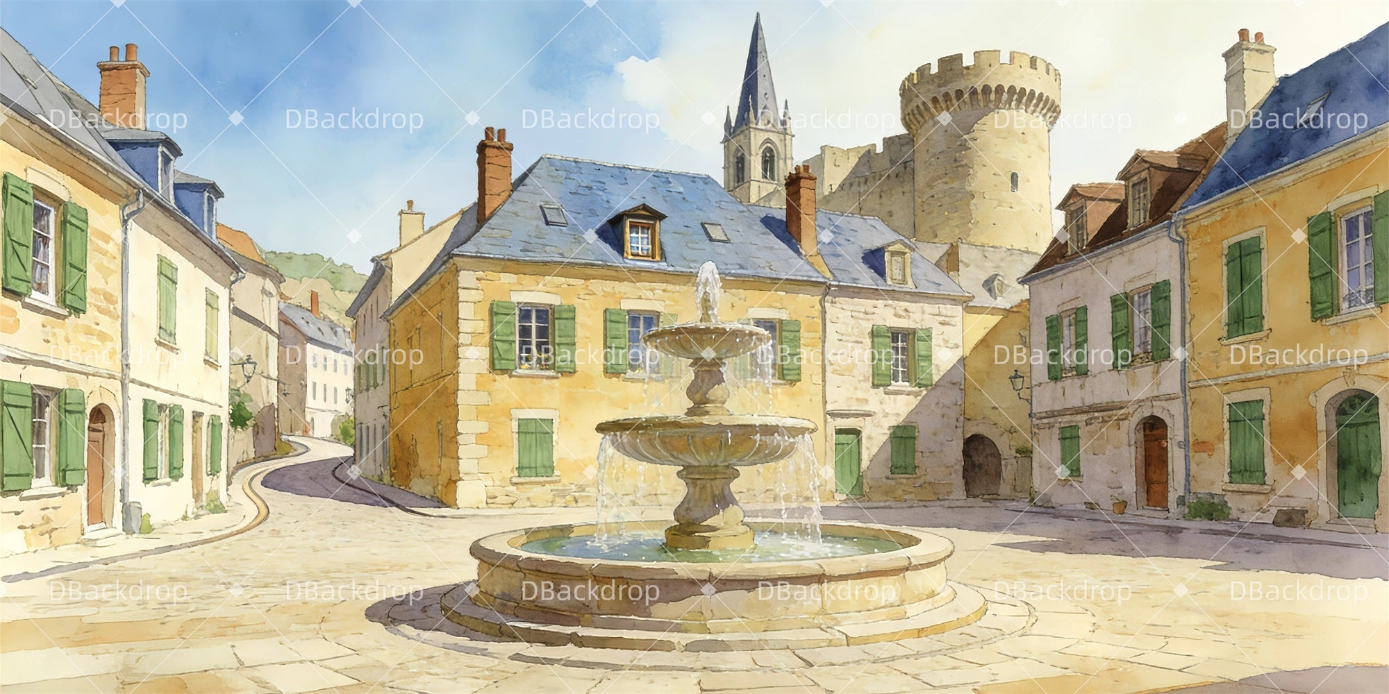 Theater Stage Backdrop Village Square Backdrop For Theater Play UK GQ63-T31