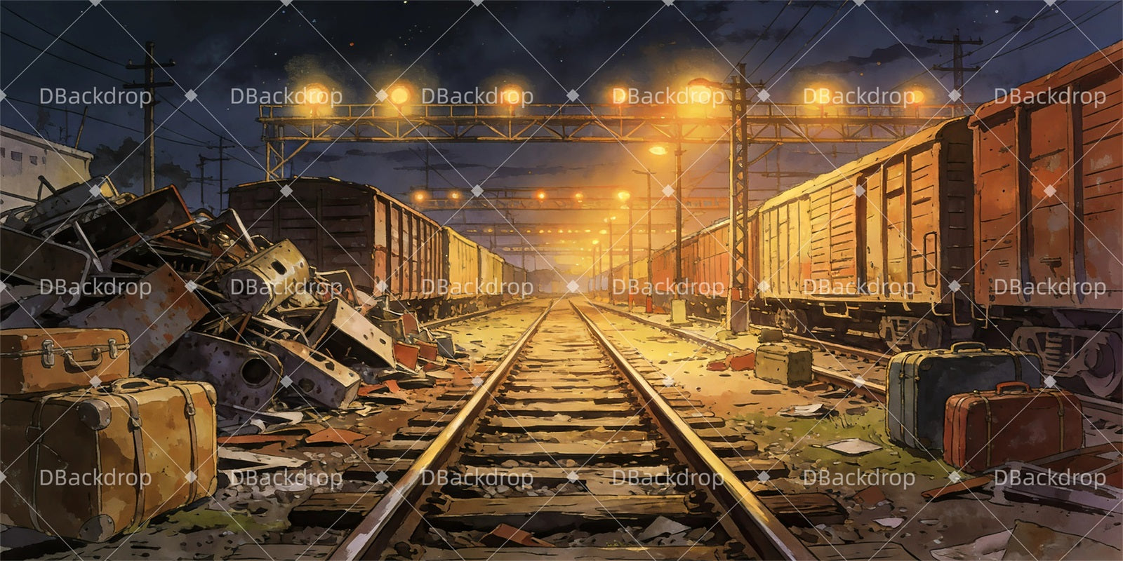 Stage Backdrop Ideas Railway Yard Movie Theater Backdrop UK GQ63-T6