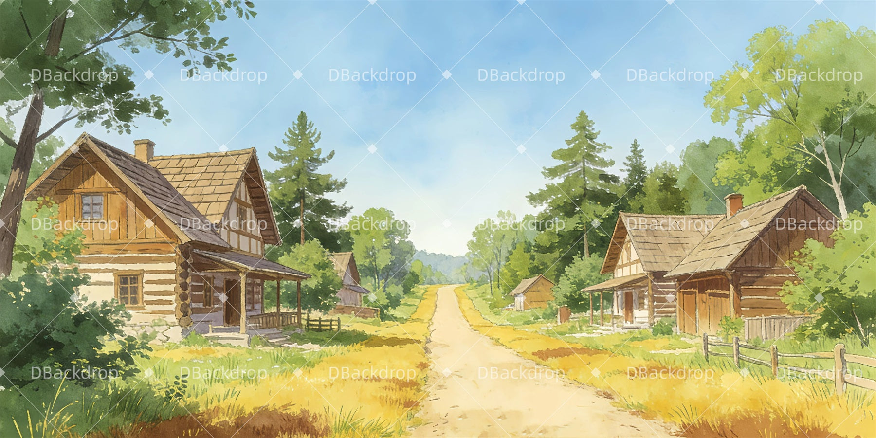 Theater Backdrops For Sale Rural Village Stage Backdrop UK GQ63-T78