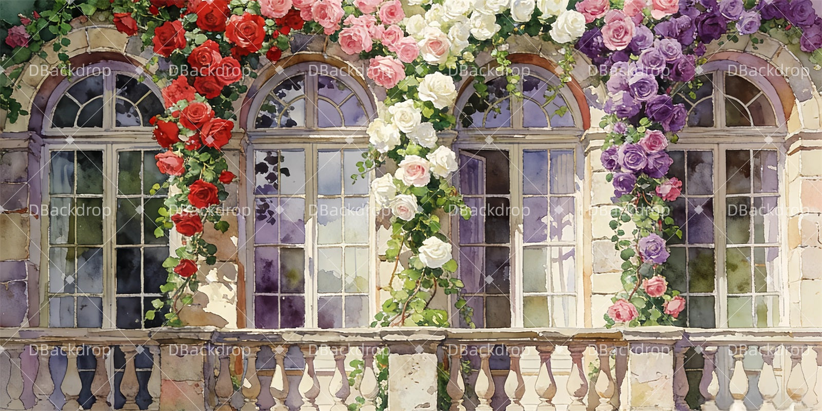 Dance Recital Backdrop Floral Terrace School Play Backdrops UK GQ63-T80