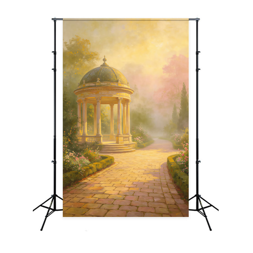 Portrait Photography Backdrop Golden Mist Garden Gazebo Path Abstract Backdrop UK GQ64-34